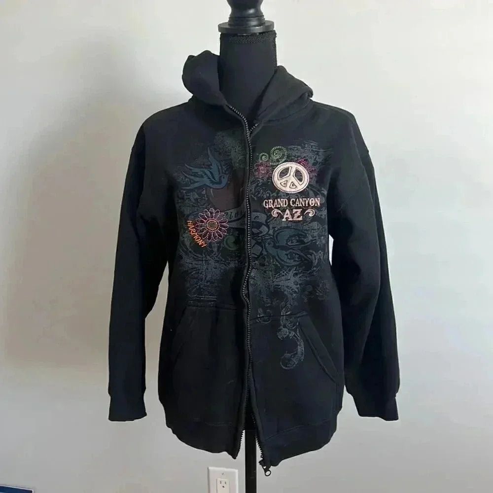 Black youth hooded, zip coat with embroidery from the Grand Canyon in Arizona
